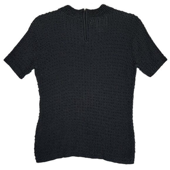 Belldini Top Women's Large‎ Black Embellished Jewel Neck Knit Sweater - Picture 4 of 12